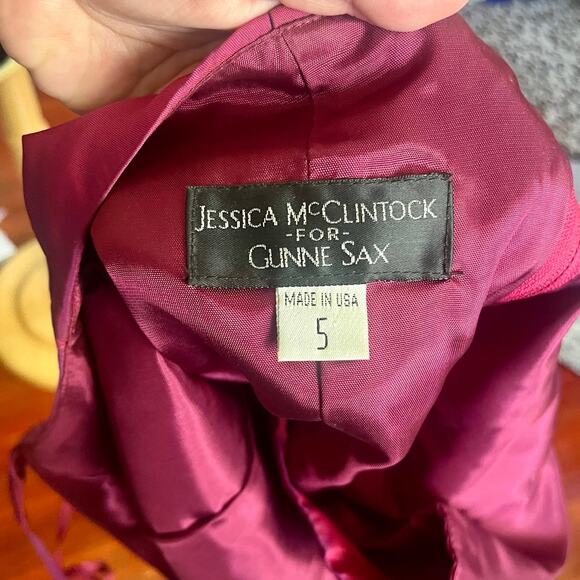 Deadstock Vintage 90s Jessica McClintock Gunne Sax Fuschia Halter Top Formal XS - Picture 4 of 7